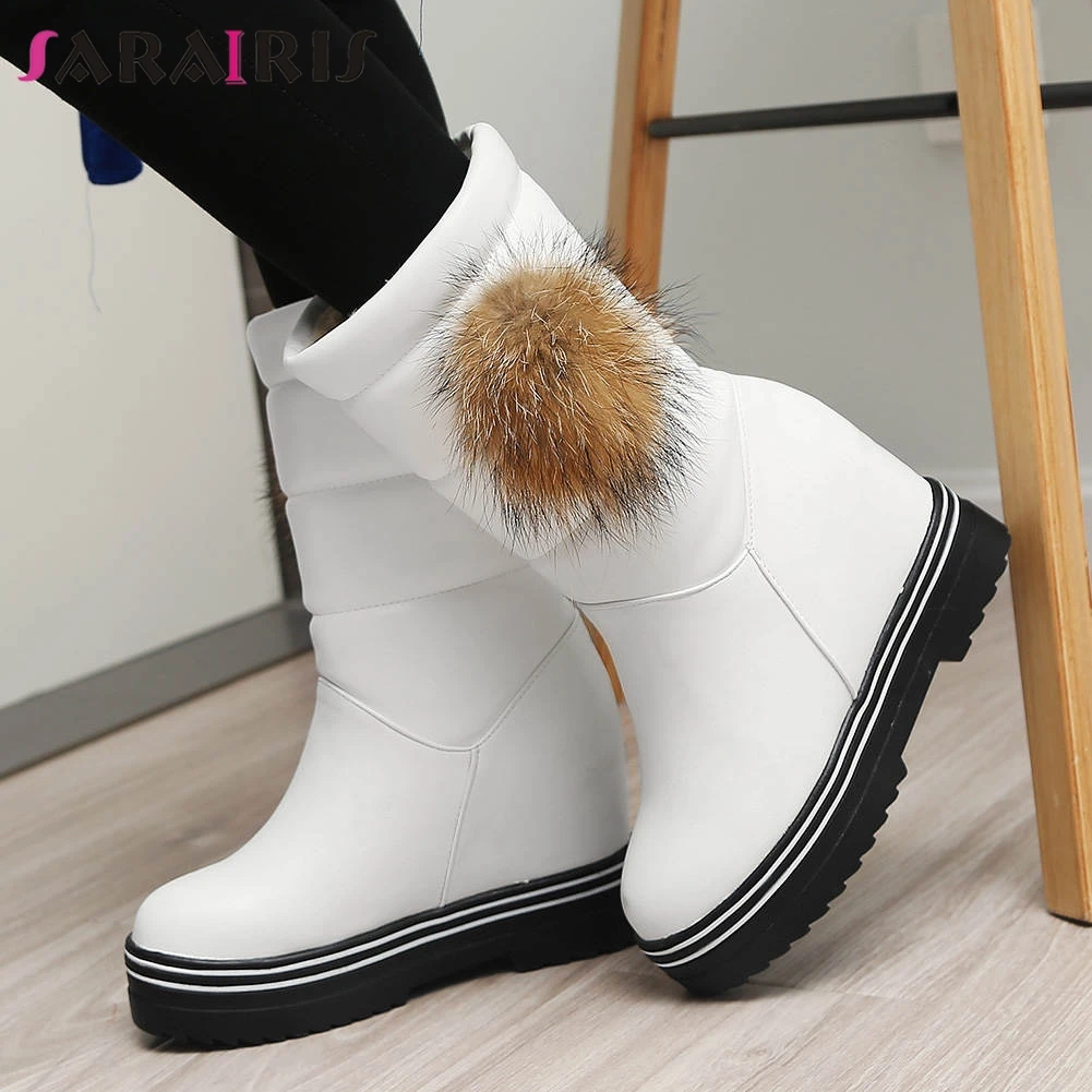

SARAIRIS Large Size 34-43 Lady Height Increasing Platform Snow Boots Women Fashion Non-slip Waterproof Winter Boots Shoes Woman