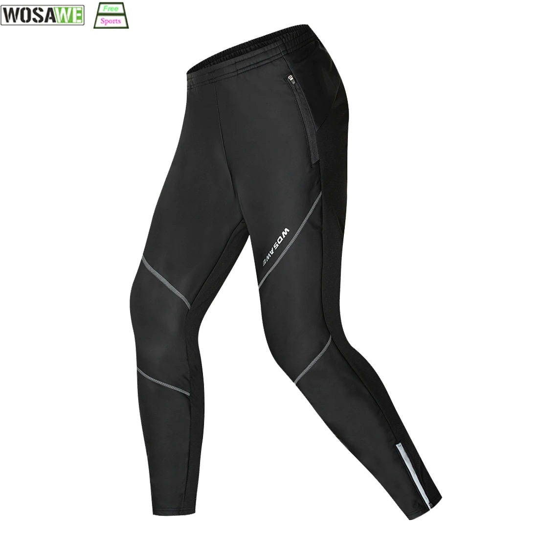 WOSAWE Winter Men's Fleece Thermal Cycling Pants Waterproof Windproof Running Tights Men's