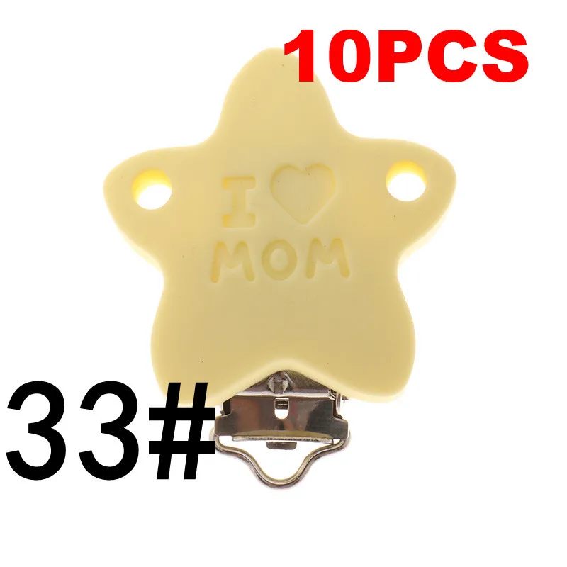 Fkisbox 10 шт. Медведь силиконовый коала держатель для соски BPA бесплатно мышь соска зажимы детский Прорезыватель ожерелье жевательная цепочка для прорезывания зубов застежки - Цвет: Mom-33 Cream Yellow