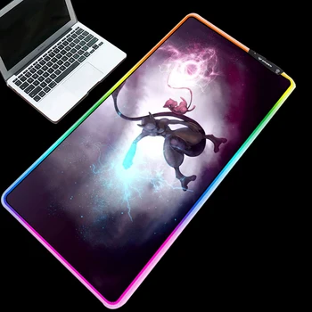 

Yuzuoan RGB Pokemoner cool and dreamy printed mouse pad office non-slip desk pad cord LED lighting keyboard pad