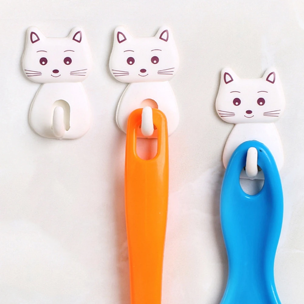 

3 Pcs/Set Cat No-trace Hook Refrigerator Kitchen Bathroom Hook Super Strong Hanger Hook Home Waterproof Adhesive Decoration