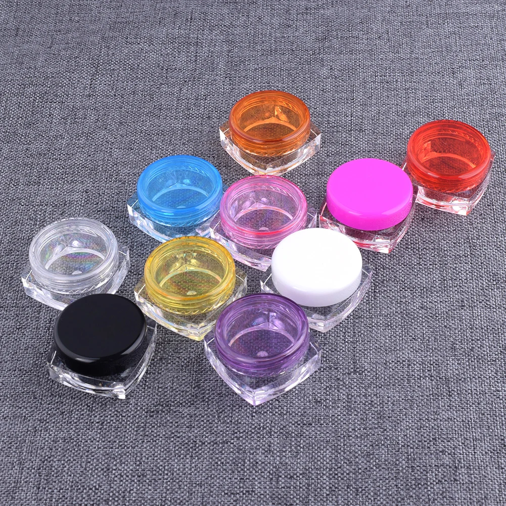 

3ml/5ml 10Pcs 3g/5g Square bottom Sample Jar Pot Vials Container Fit Makeup Cosmetic Face Cream Pot Container