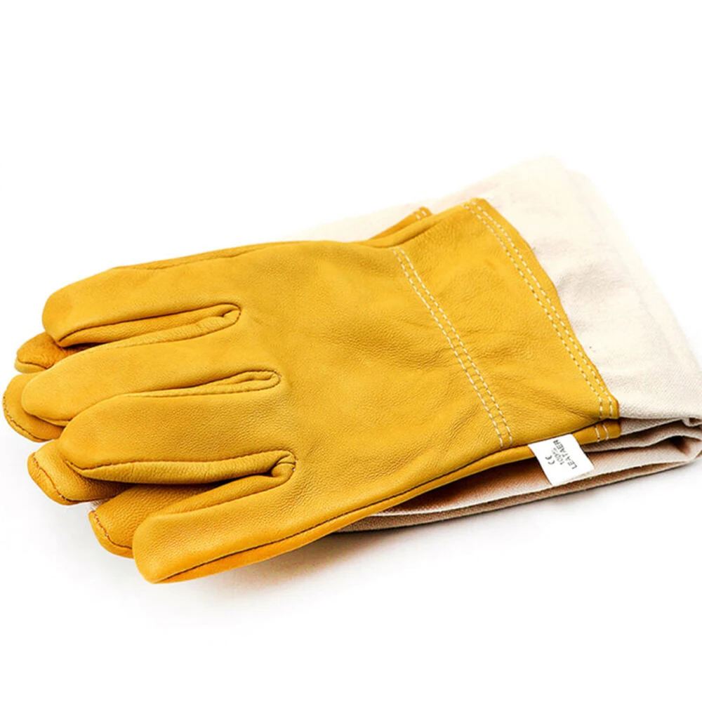 1х Пчеловодство перчатки XL 28 см пчеловод свиная кожа перчатки защитные рукава рукавицы вентилируемые анти пчела