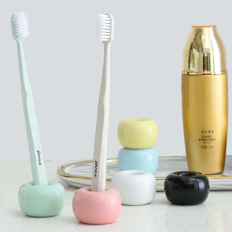

Donut Ceramic Toothbrush Holder Candy Color Multifunction Base Frame Storage Rack Bathroom Shower Tooth Brush Stand Shelf