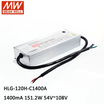 

MEAN WELL HLG-120H-C1400A 54V~108V 1400mA 150W LED Power Supply waterproof IP65 Current Adjustable Constant Current LED Driver