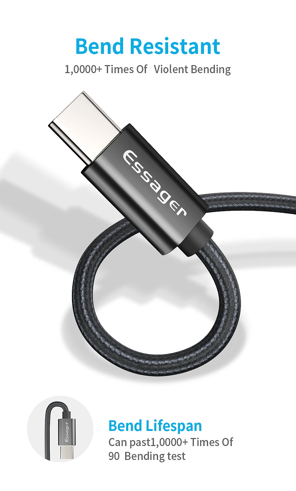 Essager usb type C кабель 3A Быстрая зарядка USB-C зарядное устройство для Xiaomi Mi 9 8 samsung S10 S9 Oneplus 7 pro 6 type-C USBC шнур данных