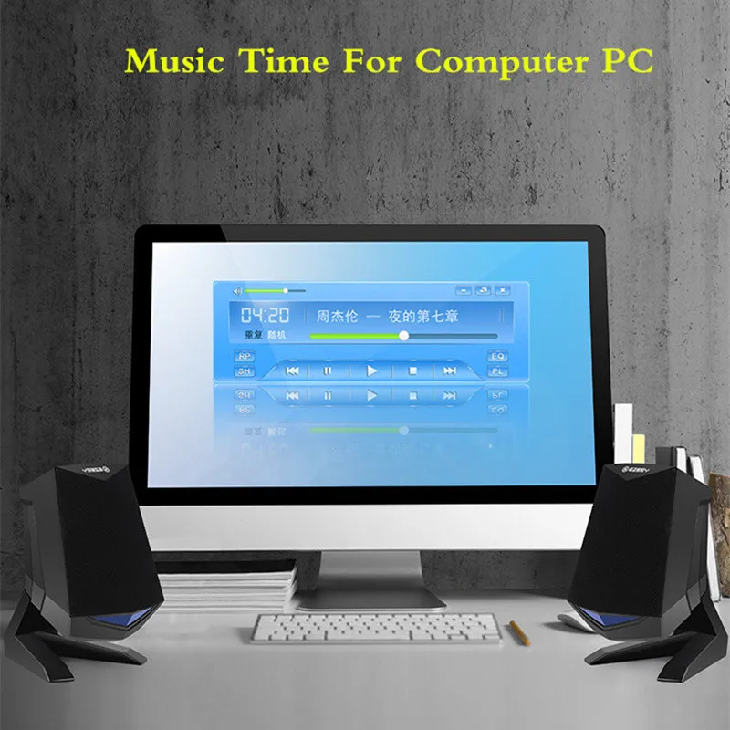 Gaming Led light Mini Portable USB Powered Speakers Bass 2.0 For Laptop Computer PC 3.5mm Audio Loudspeaker for mobile phones