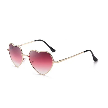 

2019 New Heart Shaped Sunglasses Women Fashion Metal Reflective Lens Fashion Sunglasess Mirror oculos de sol