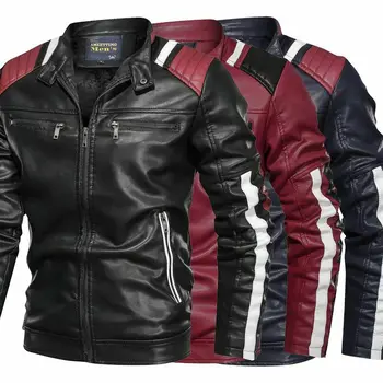 

Mens Autumn Coats Leather Jacket Street Style Cool Motorcycle Jacket Regular#