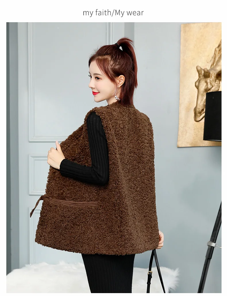 Lambs wool cotton vest women's fur vest new short women's vest jacket winter sheep fur vest JN954