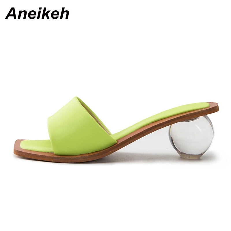 Aneikeh/босоножки из искусственной кожи на высоком каблуке; летние модные женские туфли-лодочки без задника с квадратным носком; модельные туфли-лодочки; размеры 42-43