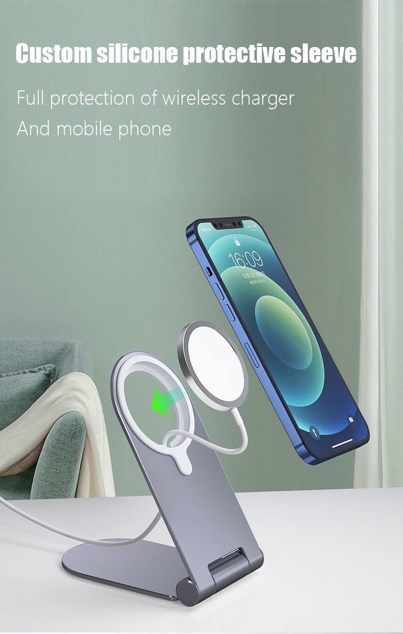mobile stand for table Magsafe Phone Charger Holder Aluminium Alloy Bracket For IPhone 12mini 12 Pro Max Rotation Magnetic Wireless Fast Charging Stand wooden mobile stand