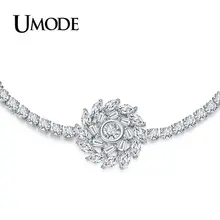 UMODE, новинка, модные вихревые Роскошные браслеты с цирконием и цветком, регулируемые браслеты для женщин, белое золото, цепочка, ювелирные изделия AUB0209