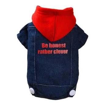 

2 Legged Thickening Jacket Puppy Hooded Pet Coats Warm Cotton Padded Dogs Coats Denim Clothes
