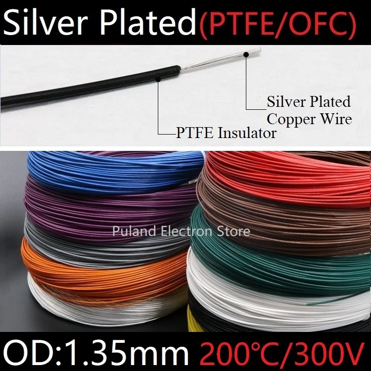 OD1mm x 26AWG 0,15 квадратных OFC посеребренные Тефлон PTFE провода Oxyten-Free медь высокое температура динамик сигнальный кабель 19 нитей