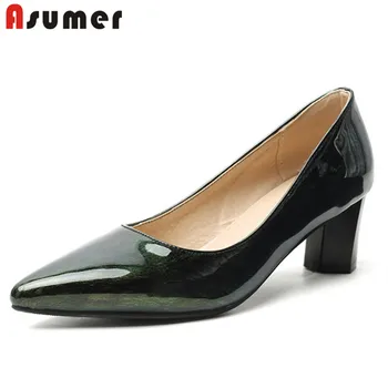 

ASUMER 2020 newest women pumps pointed toe spring summer single shoes simple classic 5.5cm casual party shoes ladies big size