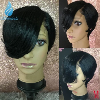 

180% Density 13x6 Lace Front Human Hair Wigs Middle Ratio Short Brazilian Remy Hair Glueless Lace Front Wigs Baby Hair