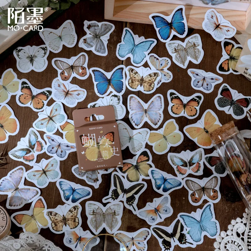 46 unids/pack mariposa historia Mini pegatina de papel para decoración álbum de recortes diario etiqueta papelería