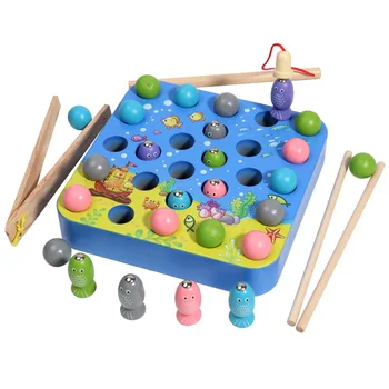 

Children Early Educational Toys Clip Beads Fishing Color Matching Cognition Learning Wooden Toy For Kids Montessori Gifts