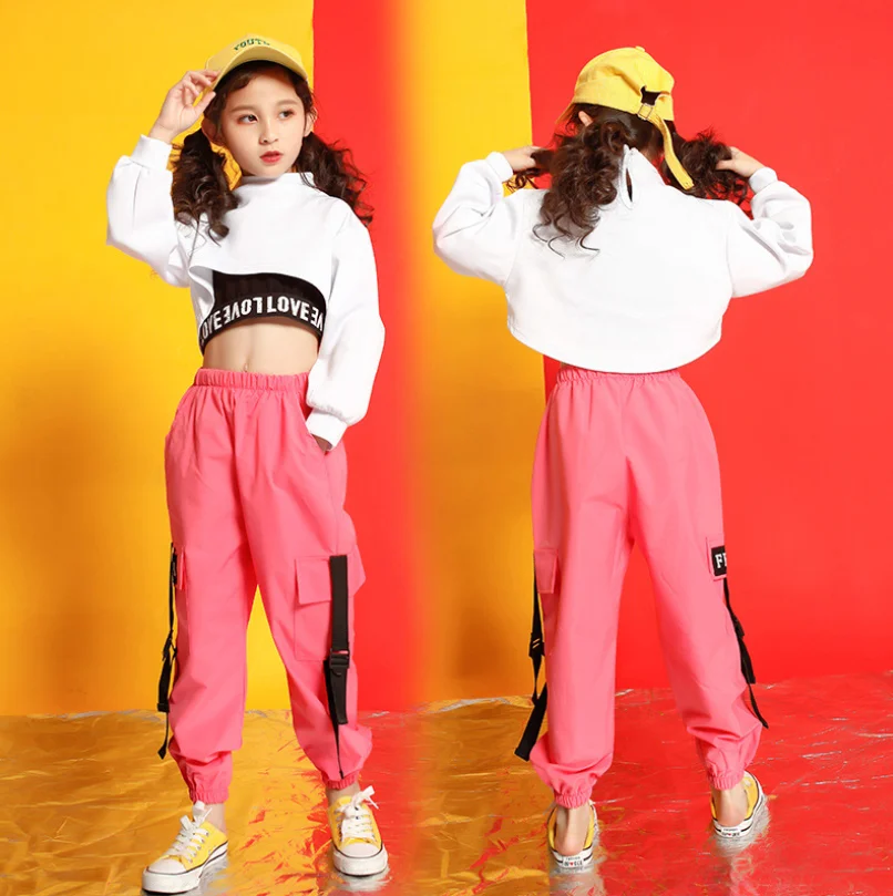 Conjunto de ropa de Hip Hop para adolescentes y niños, Sudadera corta,  Tops, pantalones de color rosa y verde, traje de baile, ropa de baile de  salón|set de ropa| - AliExpress