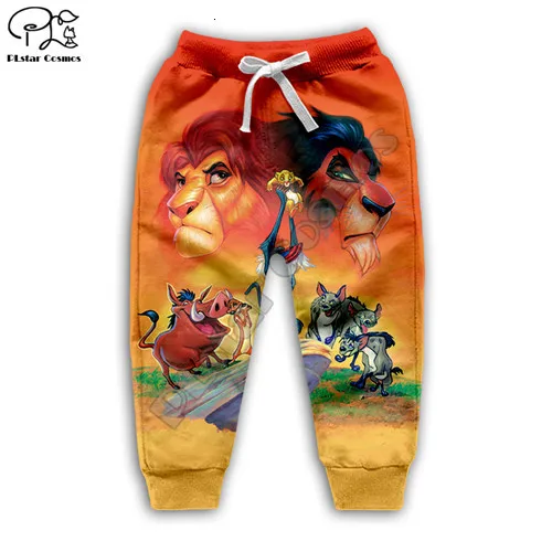 kids pants Детские толстовки на молнии с объемным принтом «Король Лев» толстовки с капюшоном и Simba с героями мультфильмов, рубашки, штаны Одежда для маленьких мальчиков и девочек HAKUNA MATATA mufasa - Цвет: kids pants