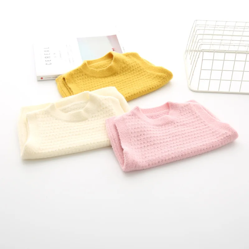 

Girl'S Sweater Waistcoat 2019 Autumn And Winter New Style Korean-style Mink Cashmere Solid Color Knitted Vest Baby Cotton Knitwe