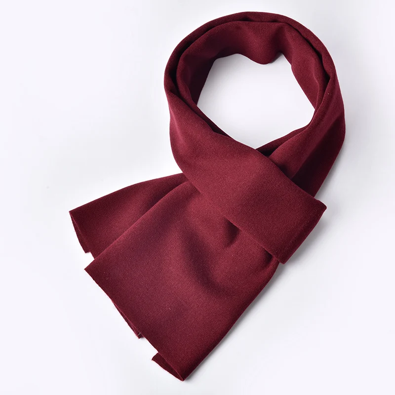 Зимний шерстяной шарф, мужской бренд, шерсть, шали и обертывания для джентльменов, приятный на ощупь шарф, мужские одноцветные теплые длинные серые шарфы - Цвет: Dark Red