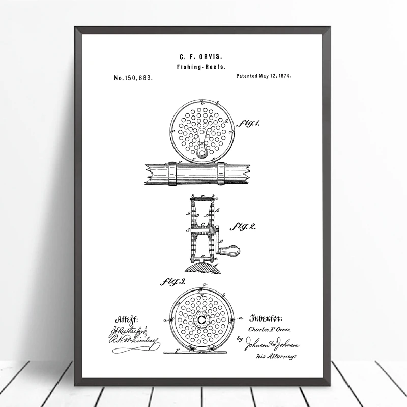 Fly Fishing Reel Patent Print Office Decor