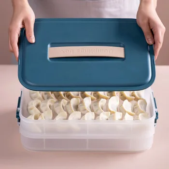 

Dumpling Box Refrigerator Storage Box Portable Quick-Freezing Fresh-Keeping Box Non-Stick Tray Superimposed Storage Box