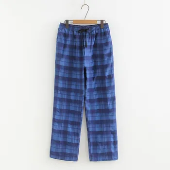 

2020 Spring Autumn Men 100% cotton sleep bottoms Male plus size nighty trousers Men Casual loosen Plaid pajama pants XXL 100KGS