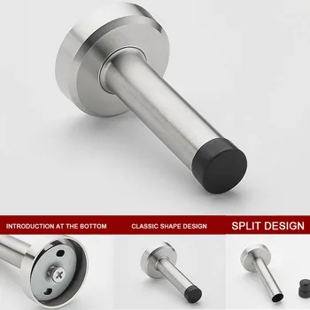 

Stainless Steel Retractable Anti Collision Rubber Easy Install Home Use Mute Wall Mount Adjustable Door Stopper new
