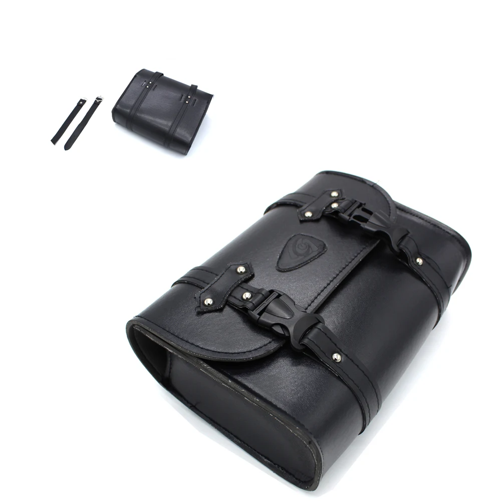 

1pcs Motorcycle Black PU Leather Side Clinch Bolt Saddlebag Saddle Bag Universal for Harley 883 BMW R18 Honda