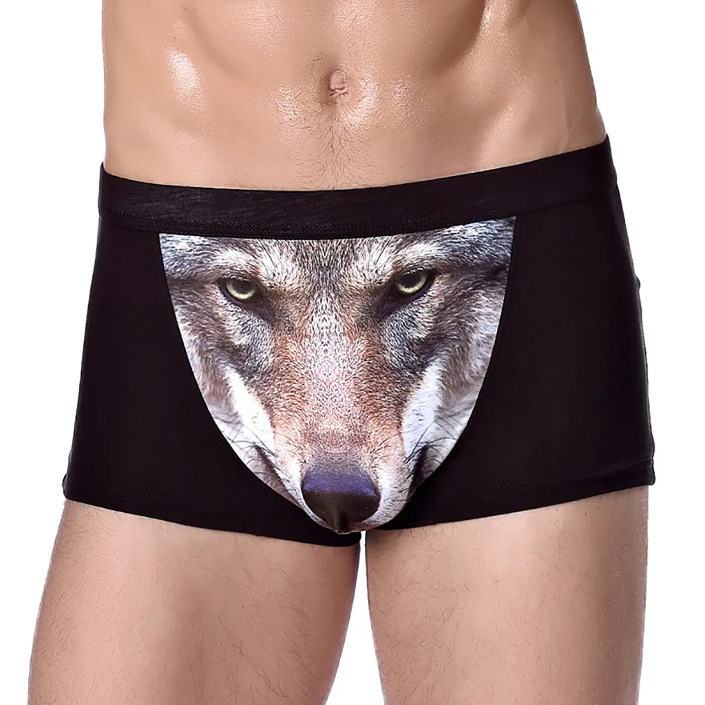 Men's Underpants Fashion Comfortable Underwear Shorts Charming Boxer Briefs Sexy Wild ferocious Wolf Print Pants Lingerie 03* |