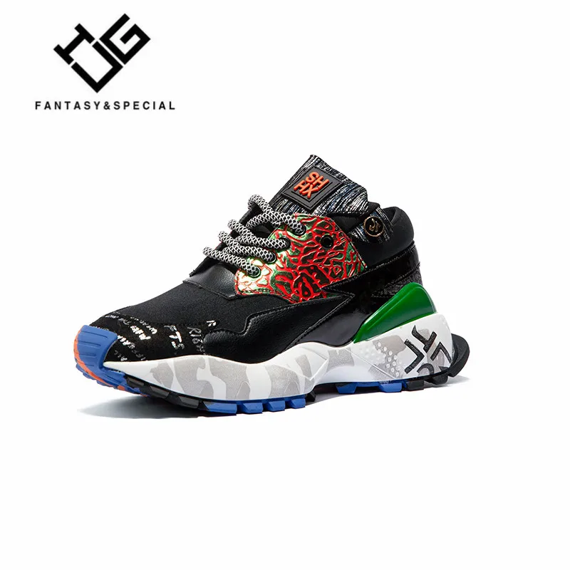 

IGU Sneakers Women 2019 Luxury Original Design Chunky Shoes Platform Genuine Leather Escarpins Femme Dad Shoes Big Size 40