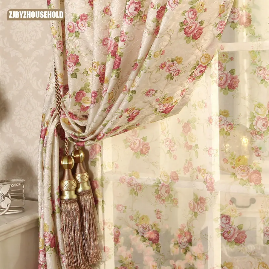Flower Curtains Bedroom Garden Korean Living Girl Cretonne Recommended Small New