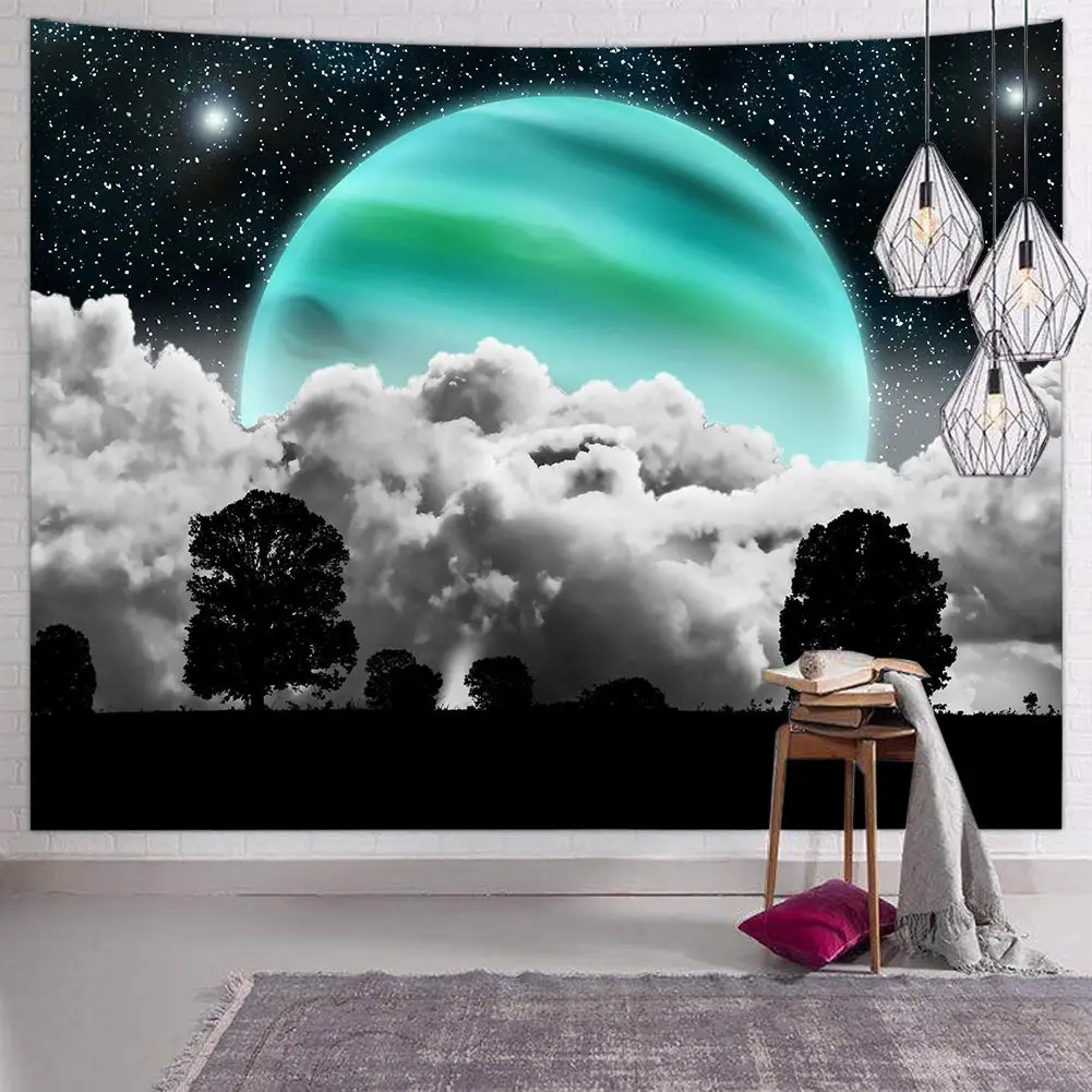 

Black and White Wall Hanging Psychedelic Space Moon Hippie Tree Tapestries