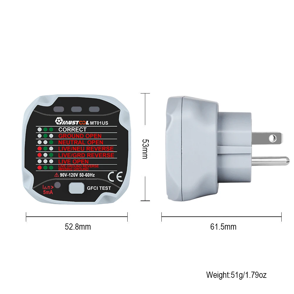 MUSTOOL MT01ER розетка тестер утечки переключатель тестер живого провода нейтральный провод заземления провода тестер ЕС разъем