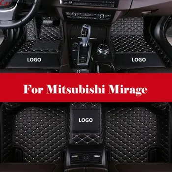 

Embroidery LOGO Custom Leather car floor Foot mat waterproof car accessories styling For Mitsubishi Mirage