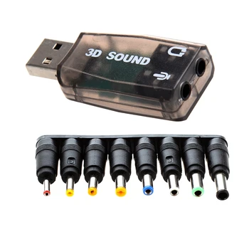 

Instantly External 5.1 USB 3D o Sound Card Adapter with 8 Sets Universal Jack DC Power Plug Converter