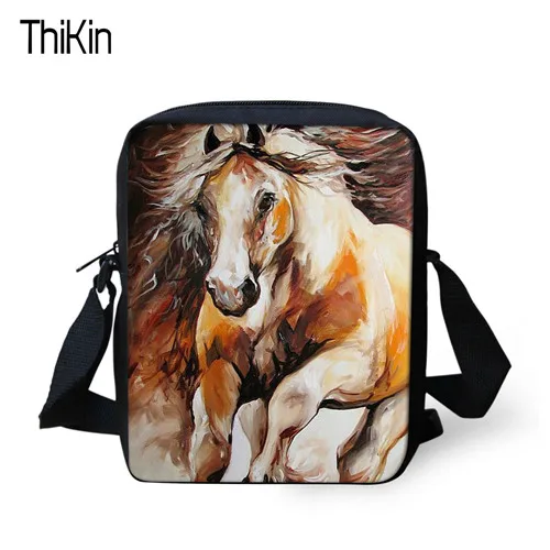 THIKIN Crazy Horse мини-сумка через плечо, повседневная сумка на плечо для женщин и мужчин, сумки-мессенджеры для девочек и мальчиков, сумка для книг, пляжная сумка - Цвет: as picture