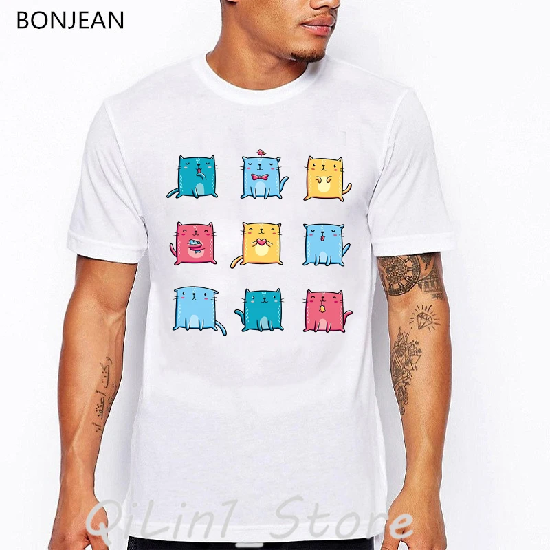 

2019 summer fashion funny t shirts men colorful cats cartoon print t-shirt camisetas hombre harajuku shirt tumblr tops tee