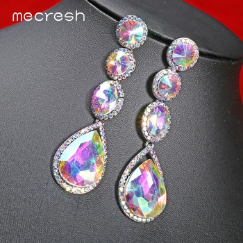 

Mecresh Design AB Crystal Drop Earrings for Women Statement Teardrop Summer Long Dangle Earrings 2019 Fashion Jewelry MEH1581