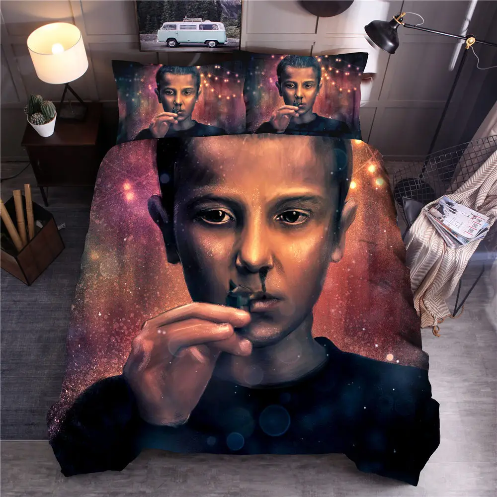 comforter sets popular horror movie stranger kids gift bedding set king queen double full twin single size bed linen set single duvet Bedding Sets