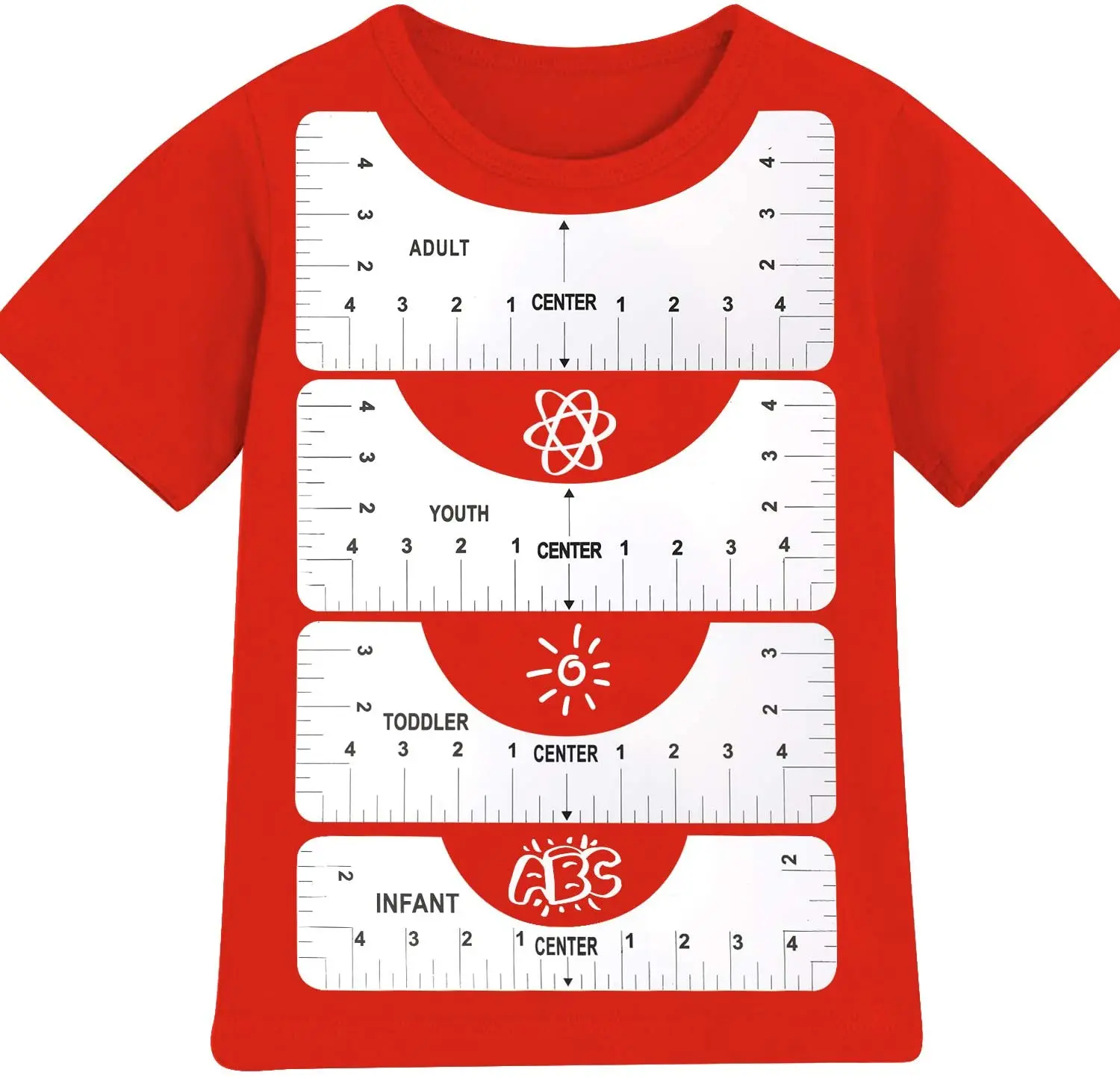 8 Pz T-Shirt Allineamento Righelli Guida al Centro Disegni Artigianato Strumenti U/V Collare per Adulti Gioventù Bambino Neonato 