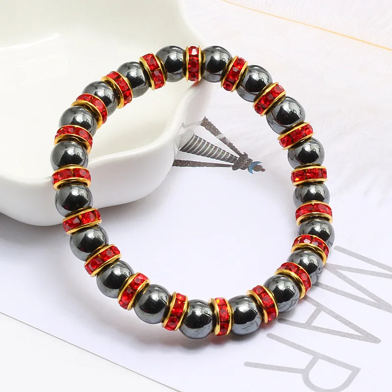 Natural Hematite Beads Bracelets Men No-Magnetic Health Protection Women Jewelry Charm Crystal Stone Stretch Bracelet & Bangle - Image 4