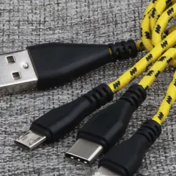 Yellow Cafele USB кабель 3 в 1 2.4A Быстрая зарядка Тип C Usb Зарядное устройство для подключения кабеля к кабелю для Xiaomi Mi9 Red rice Note 7 huawei samsung Iphoenex Xs Max - Цвет: Yellow