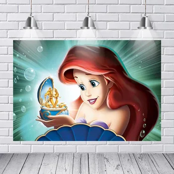 

Vinyl Little Ariel Mermaid Princess Under Sea Fish Palace Bubbles Custom Backdrops Children Backgrounds for Photo Studio