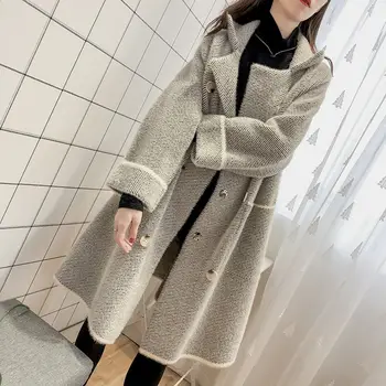 

Women Winter Long Plus Size Faux Mink Fur Coat Female Loose Thick Warm Coats Ladies Solid Double Breasted Outerwear Z150