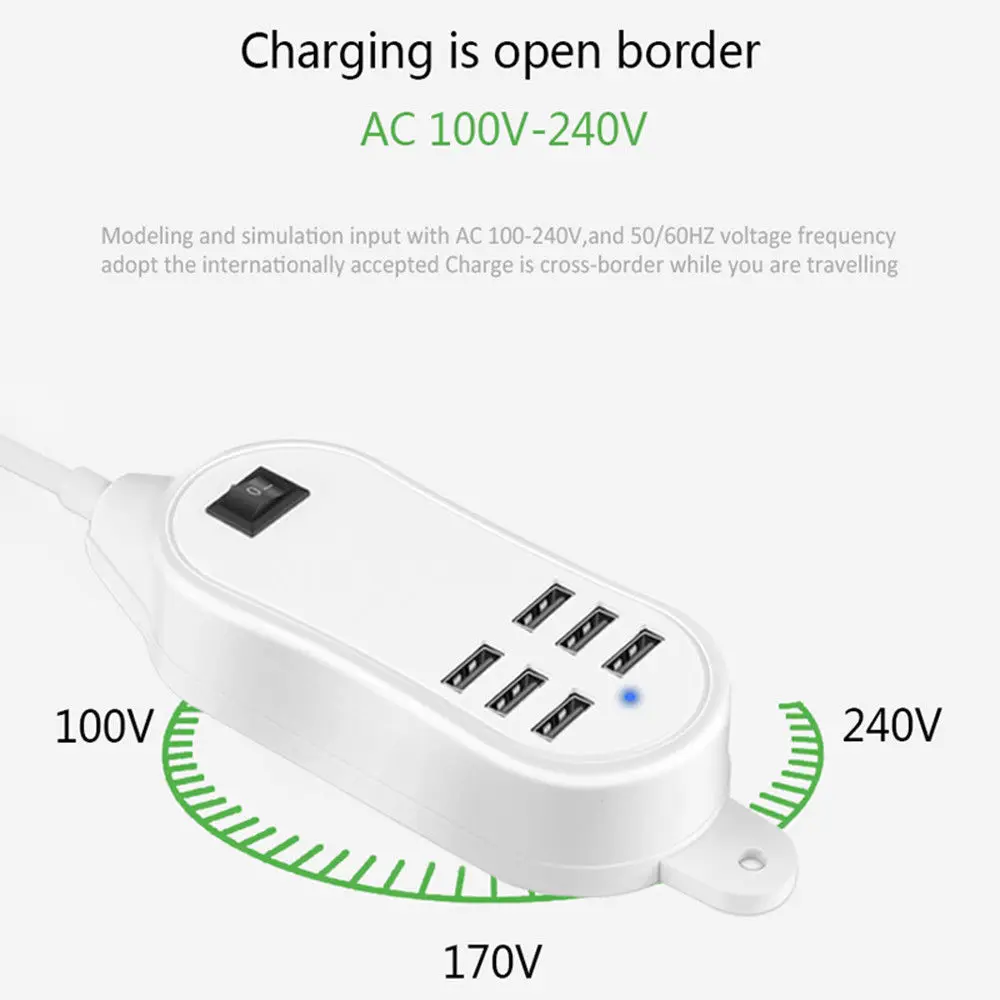 6 портов USB зарядное устройство концентратор 5 в несколько адаптер питания быстрая зарядка ЕС вилка