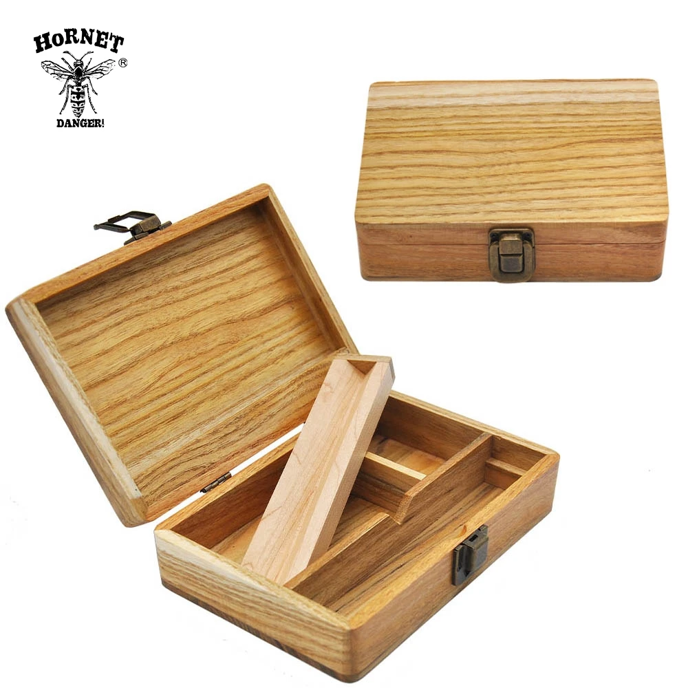 

HORNET Natural Handmade Tobacco Wooden Stash Case Box 50*120*173MM Rolling Tray Wood Tobacco Herb Box Smoke Pipe Accessories